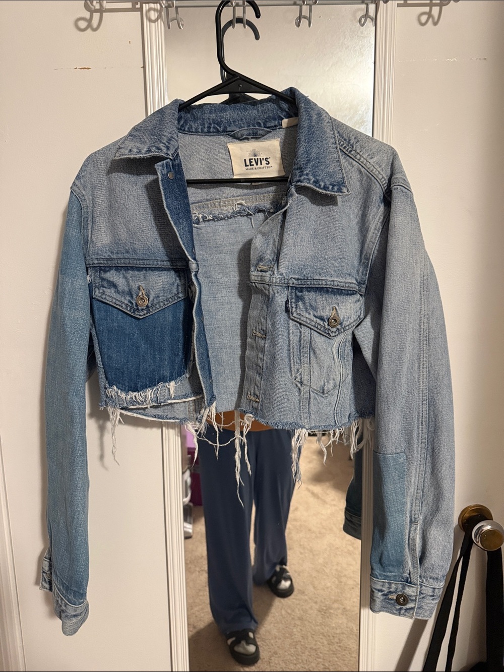 Levi's Two-Tone Light and Medium Blue Cropped Denim Jacket